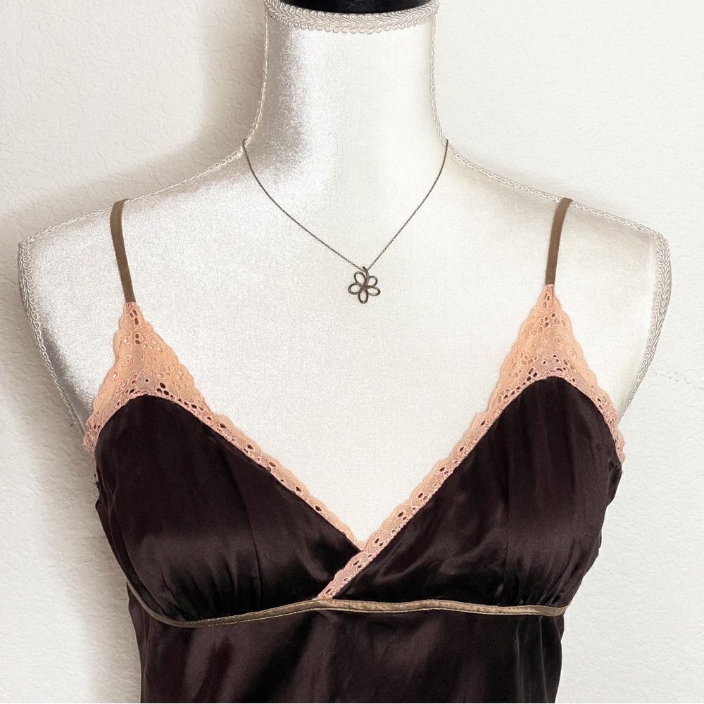🍋 Gap Body • Women’s Satin Slip Dress with Lace Trim & Floral Embroidery Size S - Picture 2 of 9